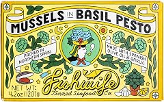 Fishwife Mussels in Basil Pesto (1-Pack) | Premium Tinned Fish | ASC-Certified Sustainable Seafood | Gluten Free, High Protei