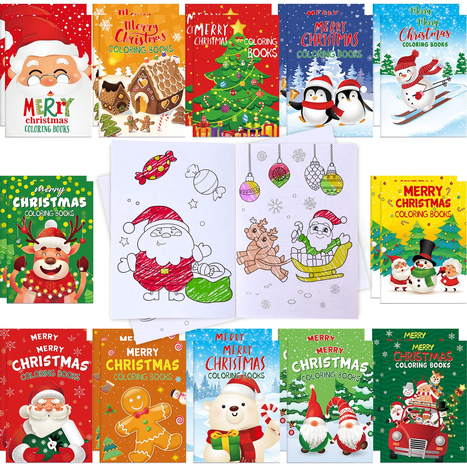 48 Pcs Christmas Coloring Books for Kids Bulk Xmas Party Favors Christmas Activity Book Winter Holiday Mini Coloring Book Stocking Goodie Bag Stuffers Party Supplies for Kids School Classroom Activity