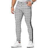 CANGHPGIN Men's Stretch Dress Pants Slim Fit Flat Front Slacks Tapered Casual Pants