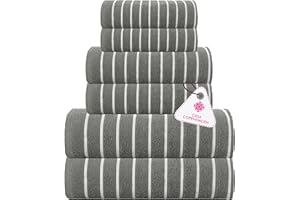 CASA COPENHAGEN Ecstatic 6 Pieces Towel Set- Pine Grey, 600 GSM 2 Bath Towel 2 Hand Towel 2 Washcloth, Designed in Denmark Made of Soft Egyptian Cotton for Bathroom, Kitchen & Shower