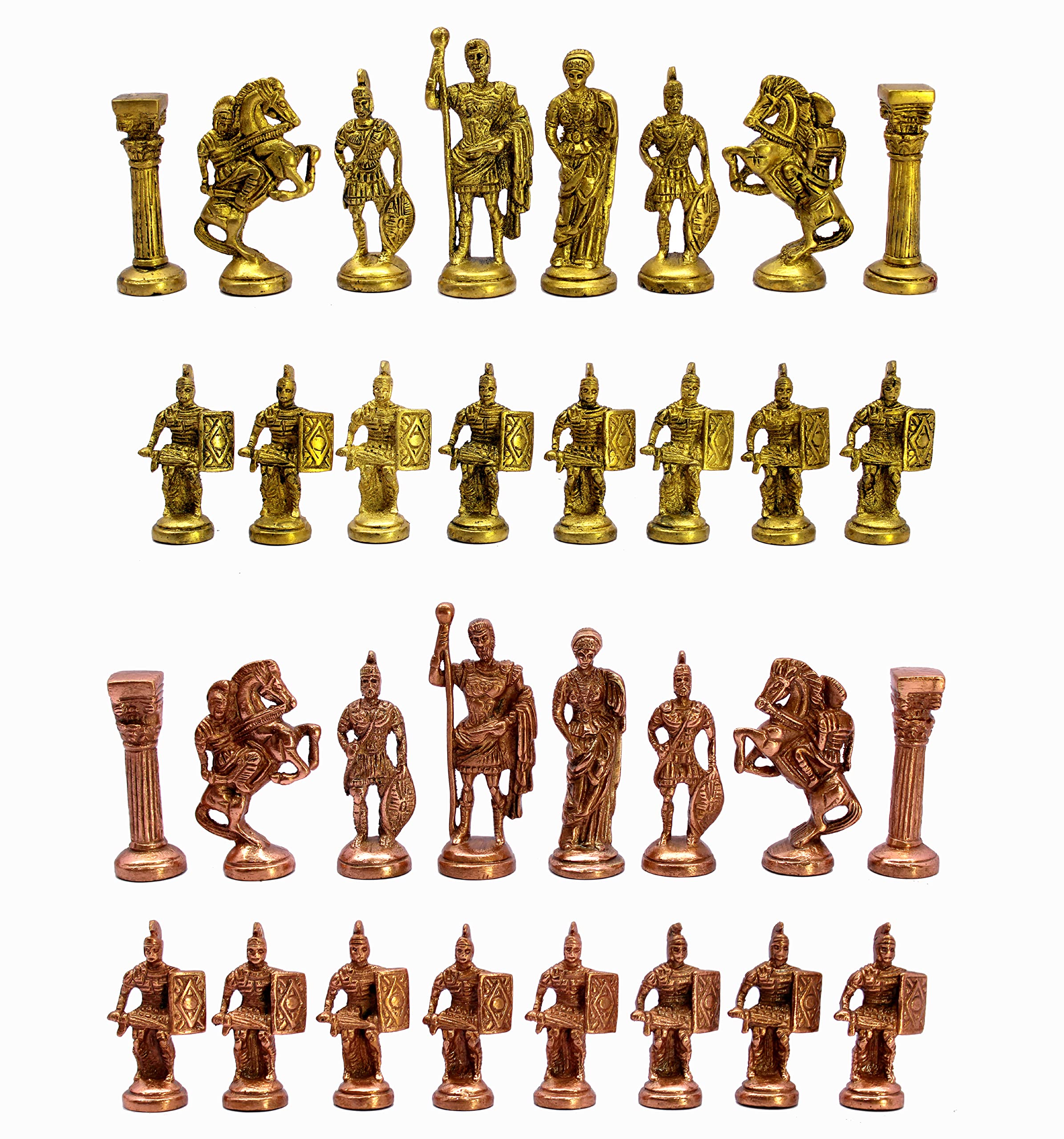 StonKraft Brass Chess Pieces Pawns Chessmen Chess Coins Figurine Pieces (3.5" Roman)