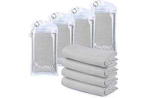 SYOURSELF Cooling Towel, Cooling Towels for Neck,4 Pack 40" x 12"Ice Towel for Instant Cooling Relief, Soft Breathable Chilly Towel, Perfect Yoga, Golf, Sports, Athletes, Camping Towel(Grey)