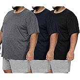 3 Pack Men's Big and Tall Shirts - Short Sleeve Workout Quick Dry T-Shirts | Crew Neck Tshirts Moisture Wicking Tshirts Comfort Work Gym Casual Tees Fitness Clothing for Heavyweight Oversized (3XL-5XL)