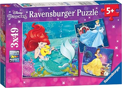 Ravensburger Disney Princess 3 x 49 Piece Jigsaw Puzzles Set Ariel Cinderella