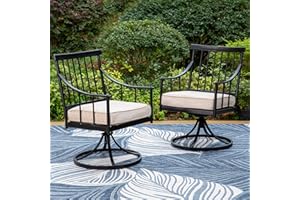 PHI VILLA Swivel Chairs Set of 2 Patio Dining Rocker Chair with Cushion Rocking Patio Furniture for Garden Backyard Bistro, Beige