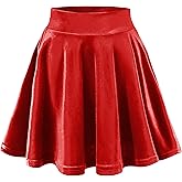 EXCHIC Women's Velvet Basic Versatile Stretchy Flared High Waist Mini Skater Skirt