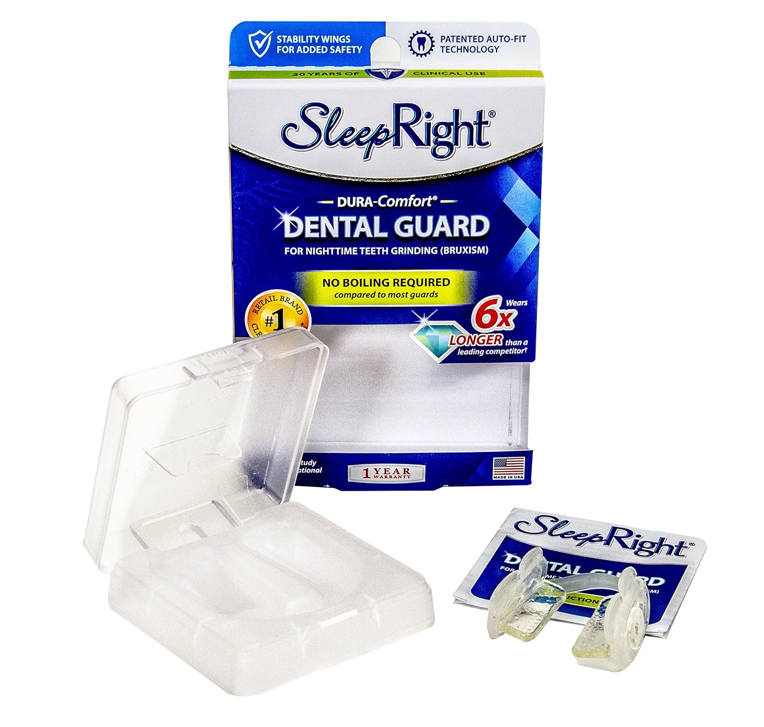 SleepRight Secure-Comfort Dental Guard Mouth Guard To Prevent Teeth Grinding SleepRight No Boil Dental Guard : Anti Grinding Teeth Protectors : Beauty