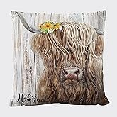 TopXmai Cow Art Throw Pillow Cover 18x18 Inches Farmhouse Throw Pillow Cover Decor Vintage Country Farmhouse Art for Gifts and Home Decor Pillowcase