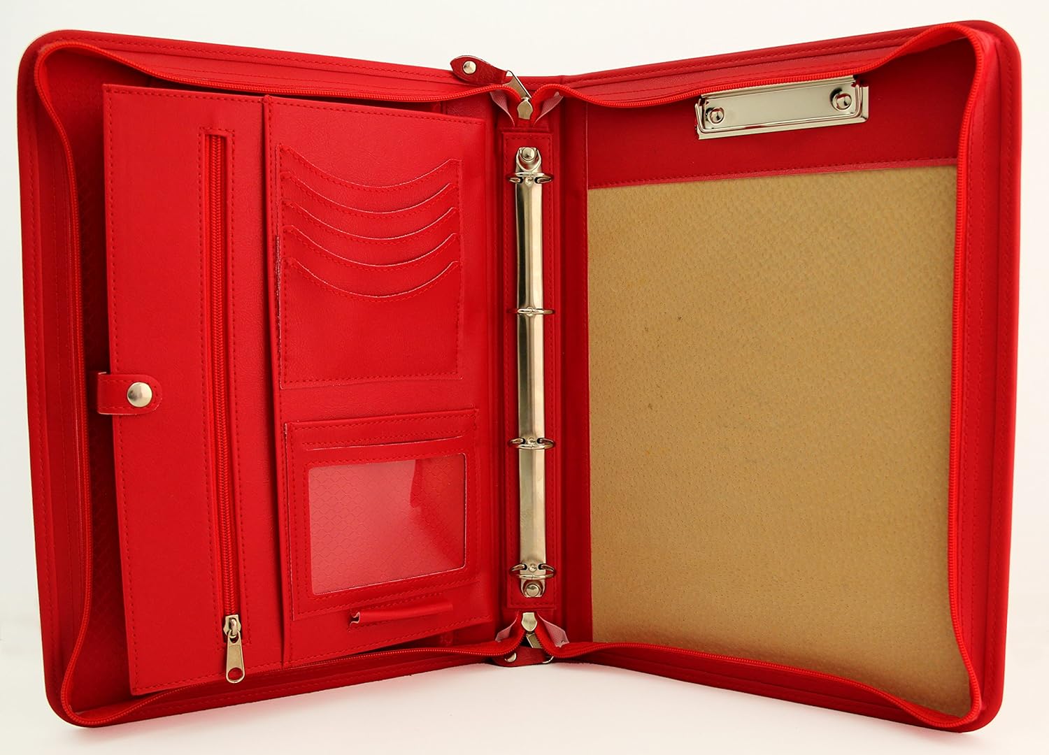 Noda Faux Pu Leather Zipped Business Conference A4 Folder Padfolio Ring