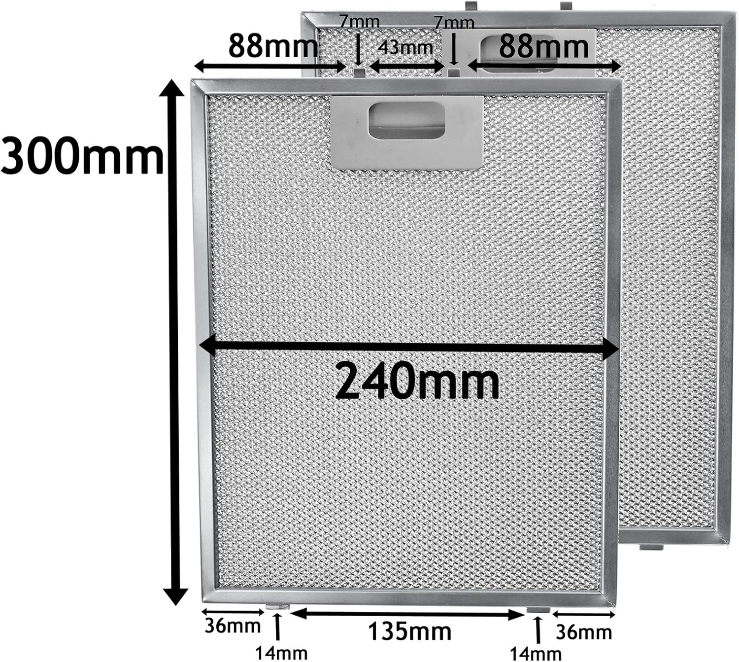 SPARES2GO Universal Cooker Hood Metal Mesh Grease Filter for Kitchen