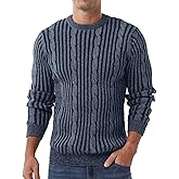 Askdeer Men's Pullover Sweater Cable Knit Casual Crewneck Sweaters Classic Soft Knitted Pullover Tops with Ribbing Edge