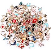 SANNIX 170Pcs Jewelry Making Charms Assorted Gold Plated Enamel Necklace Bracelet Charms Pendants for DIY Jewelry Making