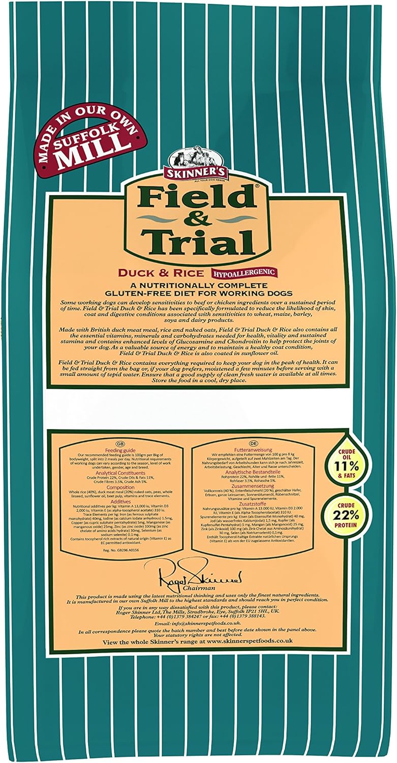 Skinners Field & Trial Duck & Rice 2.5kg, Complete Dry Adult Dog Food, Sensitive, For Active Dogs (Packing May Vary) - Image 5