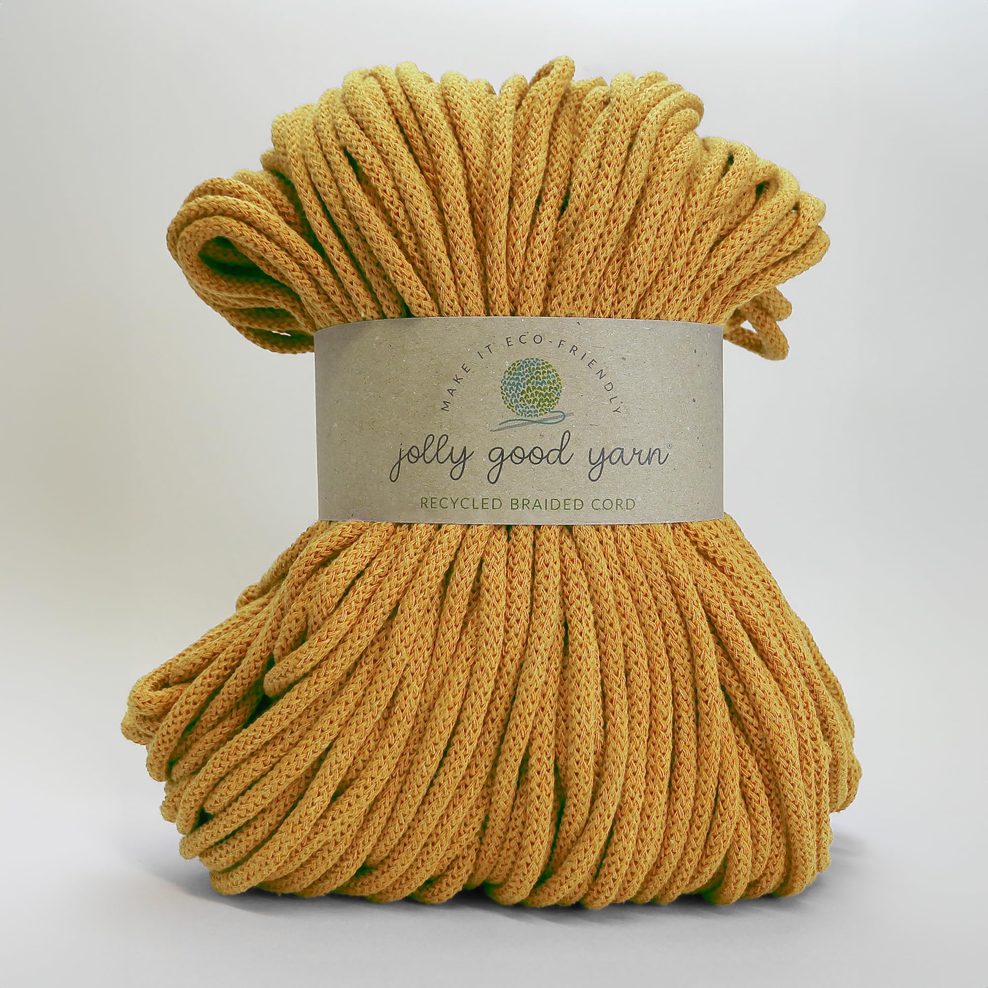 5mm Braided Macrame Cord Rope by Jolly Good Yarn, Soft Recycled Cotton, 100m (500g), Wall & Plant Hangers, Textile Jewellery, Decorations (Honiton Yellow) — image 1