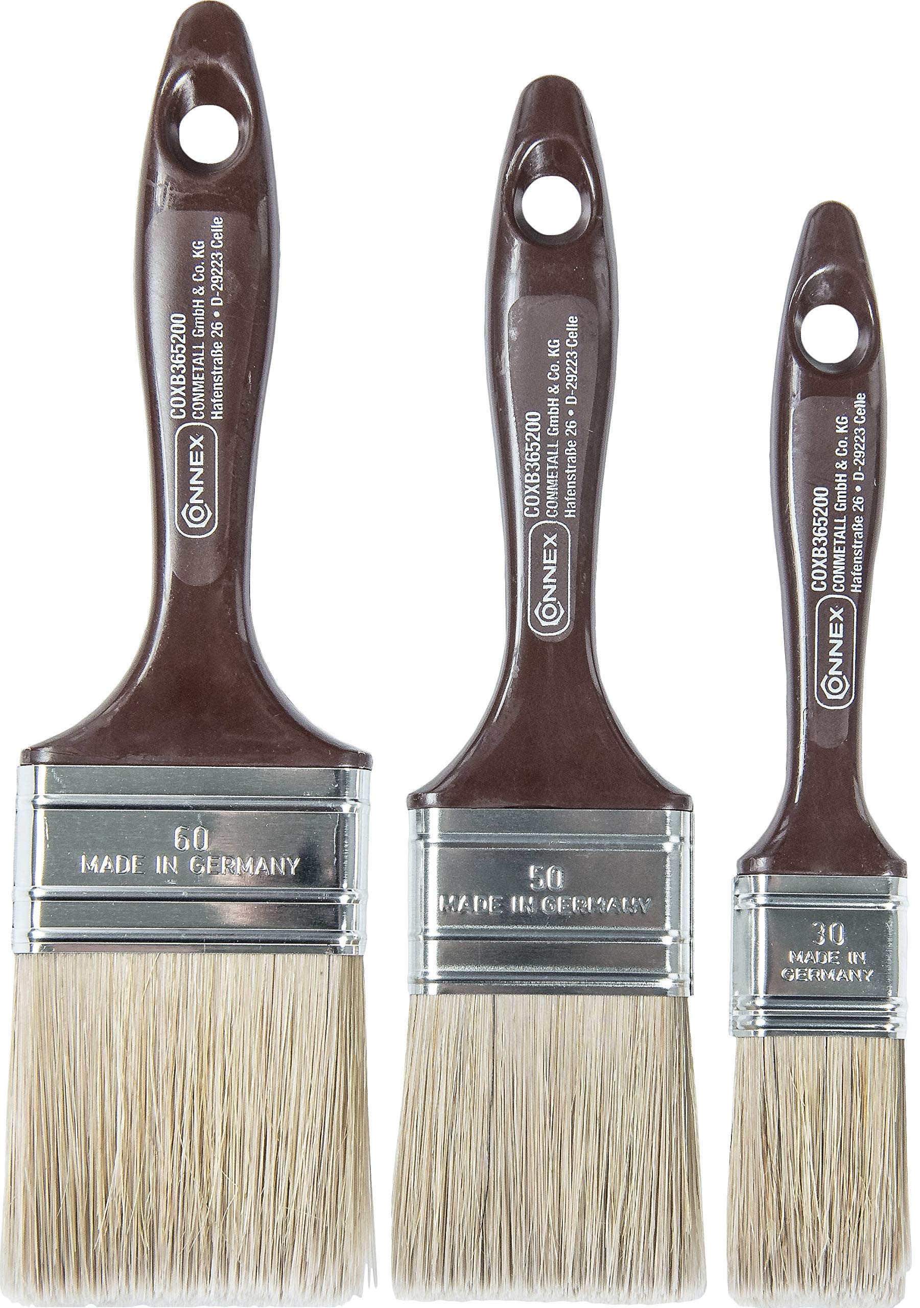 Connex COXB365200 Flat Brush Set for Glazing, Brown/Silver/Beige, Set of 3 Piece