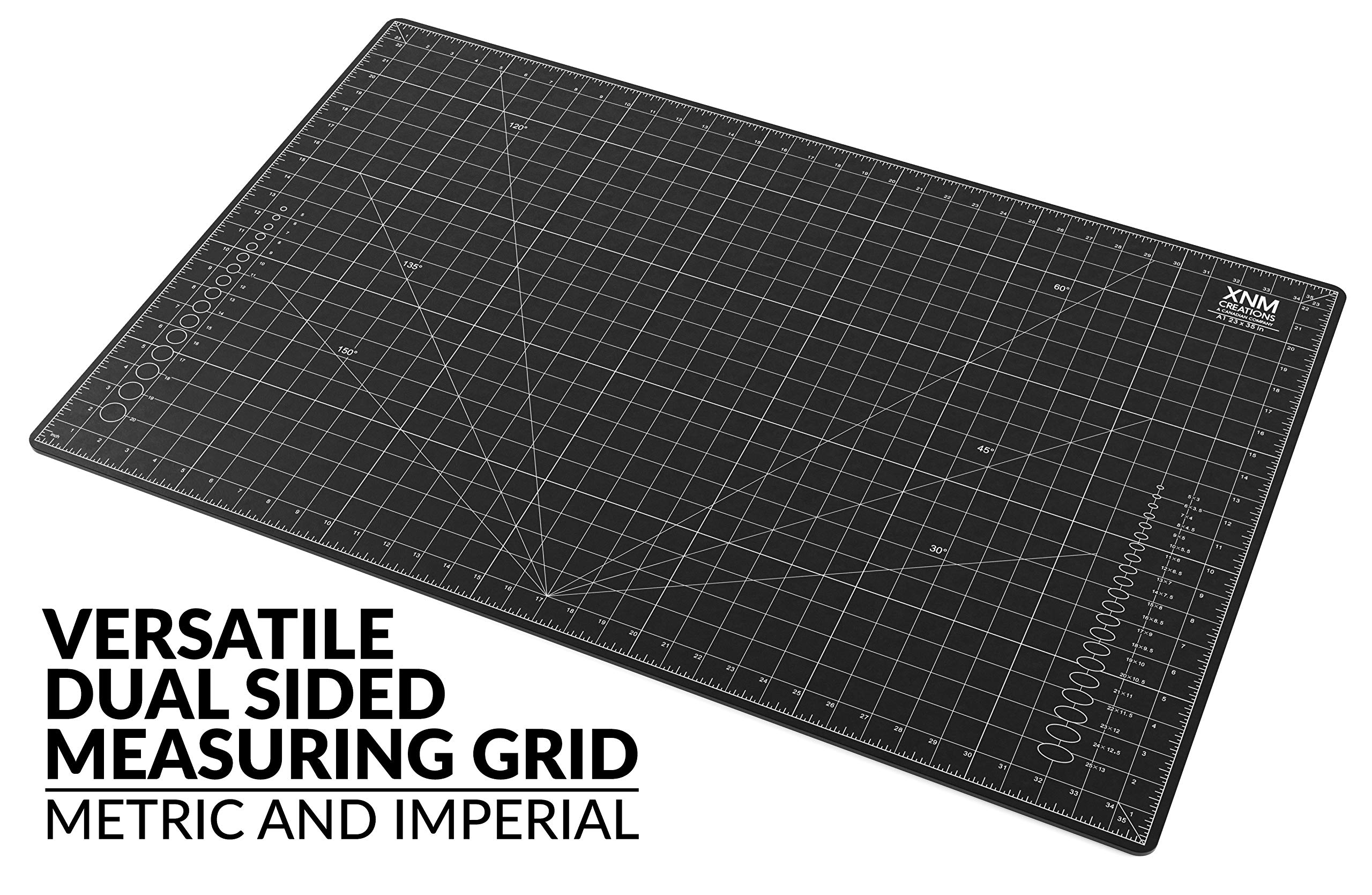 XNM Premium Self Healing Cutting Mat - 24 Inches by 36 inches - A1, 3 Layer Quality PVC Construction - Dual Sided, Imperial and Metric Grid Lines - Perfect for Cutting, Sewing, and Crafts