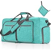 Vomgomfom 65L/85L/115L Foldable Travel Duffle Bag, Lightweight Checked Luggage with Shoe Compartment, Water-Resistant Weekender Overnight Bag for Men & Women
