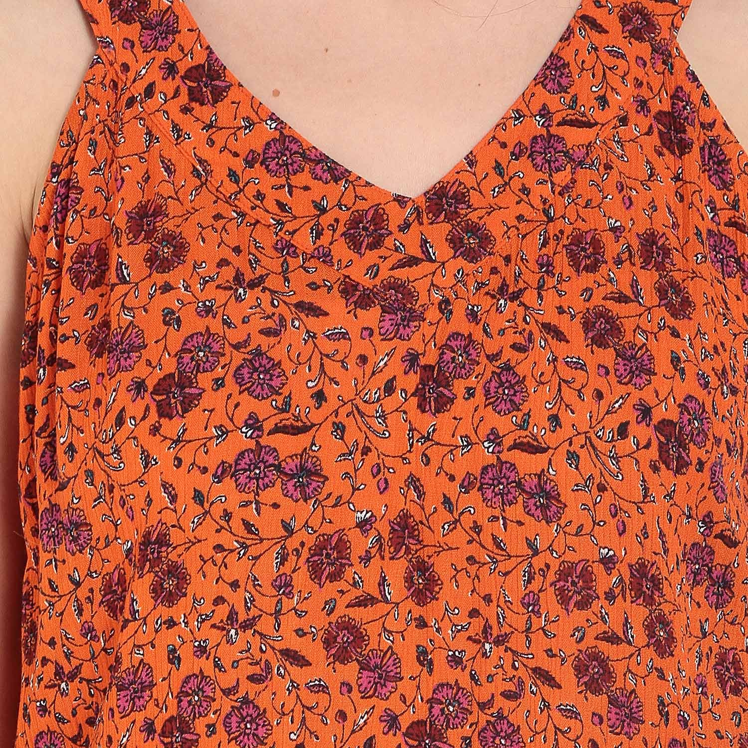 abiti bella women's rayon floral jumpsuit (orange)