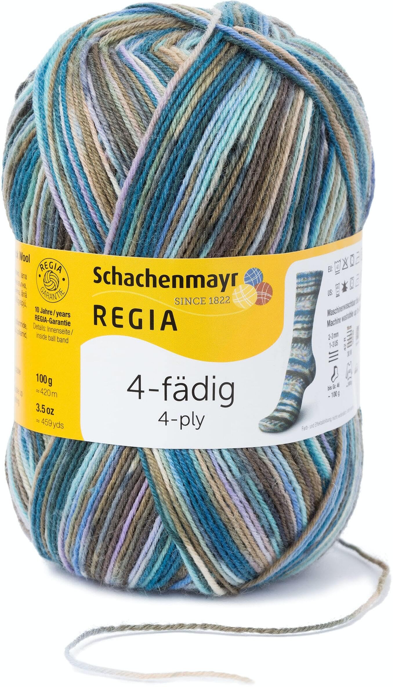 Regia 4-Ply Colour 9801269 Hand Knitting Yarn, Sock Yarn, 100 g Ball, 75% New Wool, 25% Polyamide, Sea Wead, 16 x 9 x 9 cm