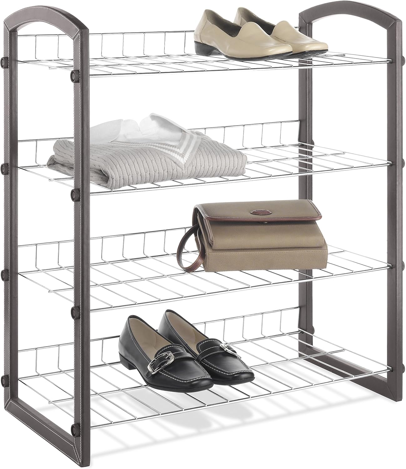 Best Whitmor Faux Leather 3-Tier Expanding Shoe Rack