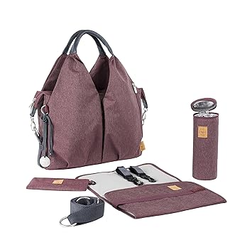 LÄSSIG Baby Wickeltasche nachhaltig inkl. Wickelzubehör/Green Label Neckline Bag, ecoya burgundy