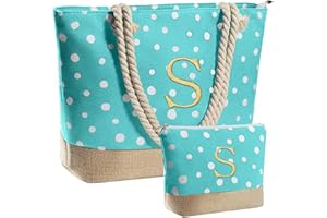 YOOLIFE Christmas Gifts for women - Personalized Birthday Gifts for Mom Friend, Travel Gifts Beach Tote Bag & Makeup Bag