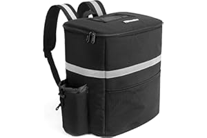 Homevative Thermal Insulated Food Delivery Backpack w/Cup Holders, Pocket and Receipt Window, Reusable Cooler Bag for Food & Drink Delivery
