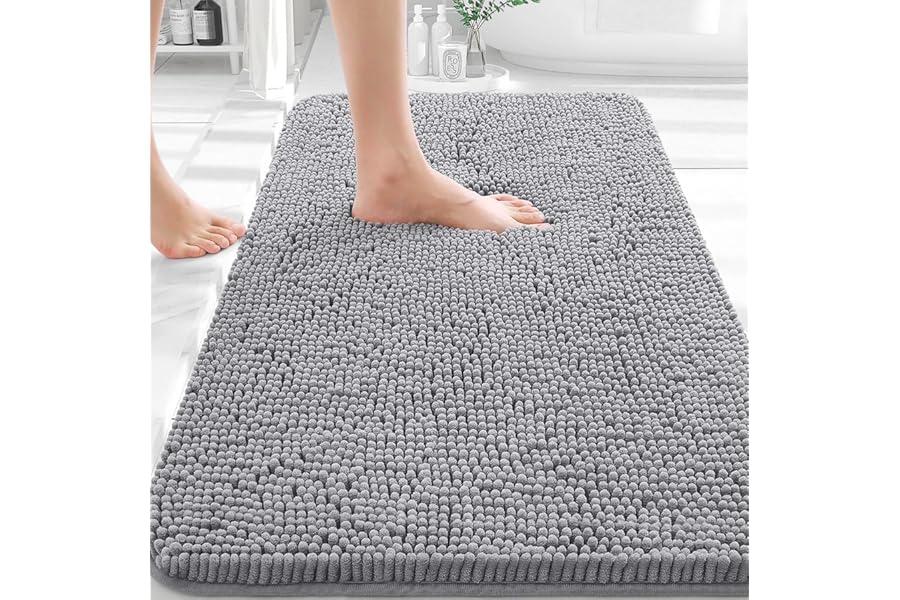 OLANLY Bathroom Rugs 30x20, Extra Soft Absorbent Chenille Bath Rugs, Rubber Backing Quick Dry, Machine Washable Bath Mats for