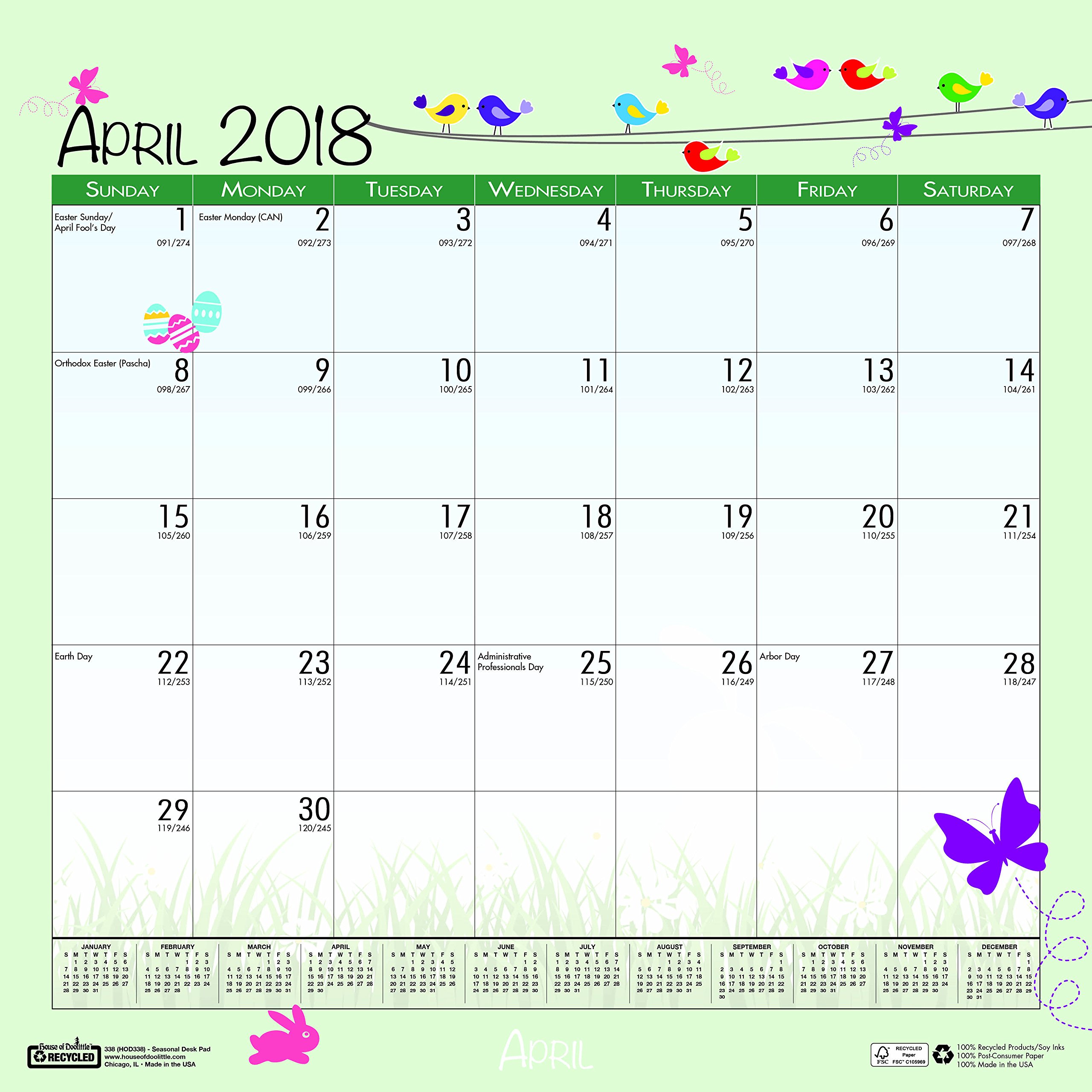 House Of Doolittle 2018 Laminated Wipe Off Wall Calendar - View #7