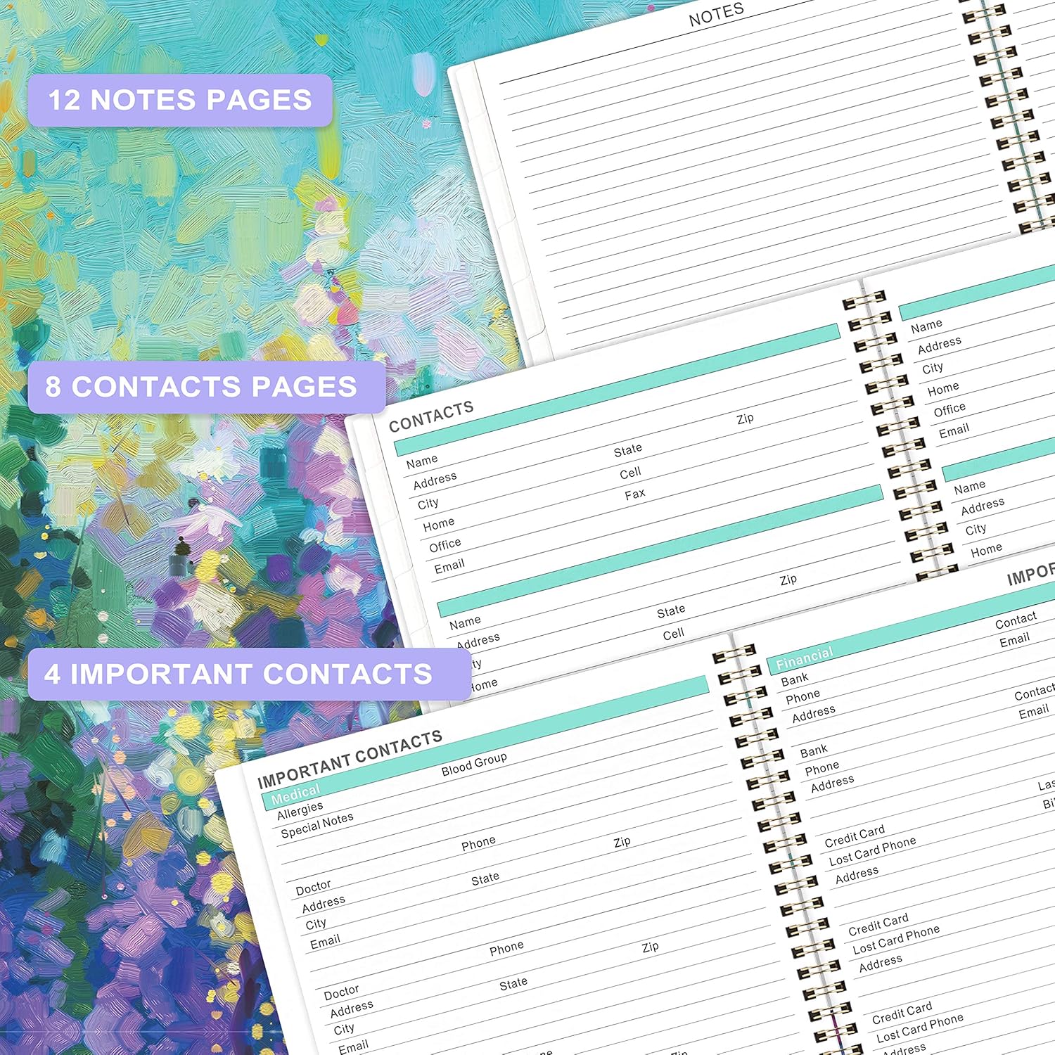 2021-2022 Monthly Planner/Calendar - 18-Month Planner with Tabs & Pocket, Contacts and Passwords, 8.5" x 11", Thick Paper, Jul. 2021 - Dec. 2022, Twin-Wire Binding - Oil Painting : Office Products