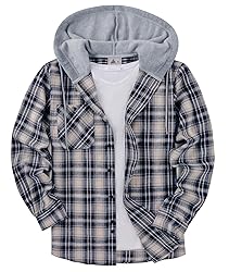 ZITY Men's Flannel Hoodie Shirts Casual Button Down