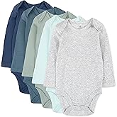 HonestBaby baby-boys 5-pack Long Sleeve Bodysuits One-piece 100% Organic Cotton for Infant Baby Boys