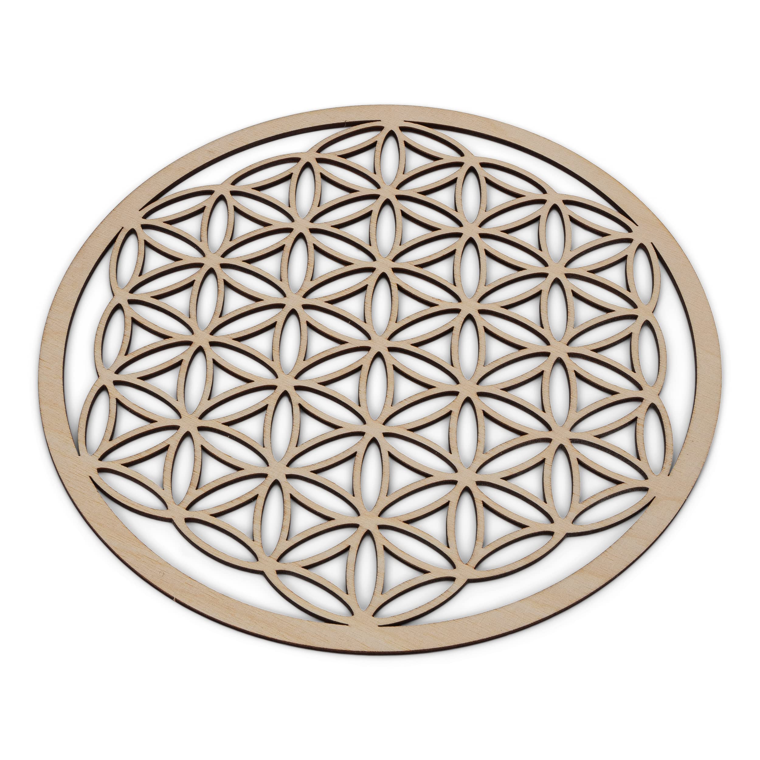 NKlaus 2x Flower of Life wall decoration birch plywood candle holder 3mm 24 cm coaster 3848