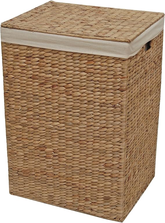 Cesta de mimbre de lavandería con forro, caja alta para juguetes y