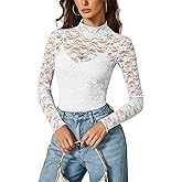 Avidlove Womens Long Sleeve Bodysuit Lace Tops Turtle Neck Shapewear Body Suits Going Out Top Fall Outfits Two Piece Set