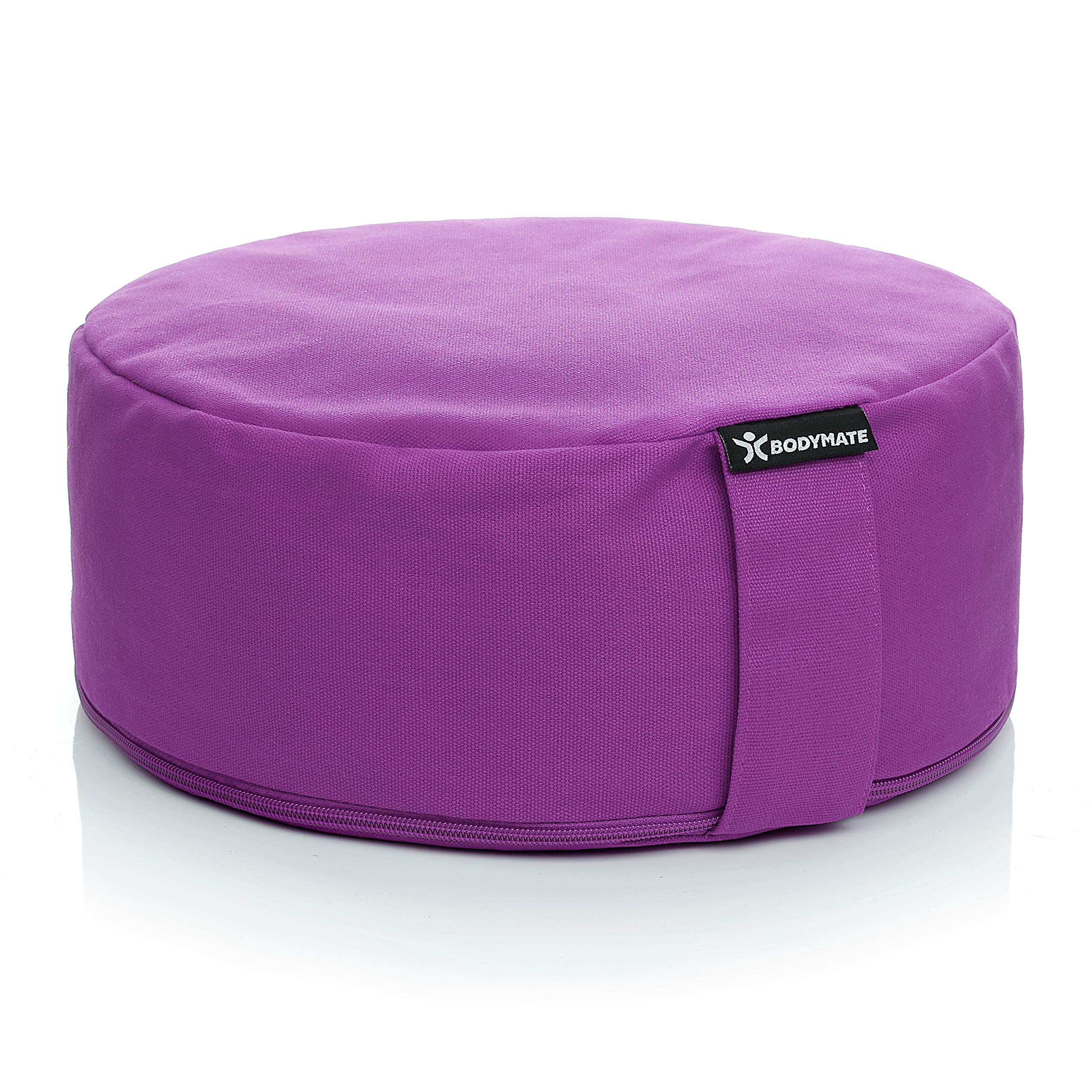 BODYMATE Meditation Cushion/Yoga Pillow D31cm H13cm – Removable washable 100% Cotton Cover - Inner cotton bag filled with buckwheat husks