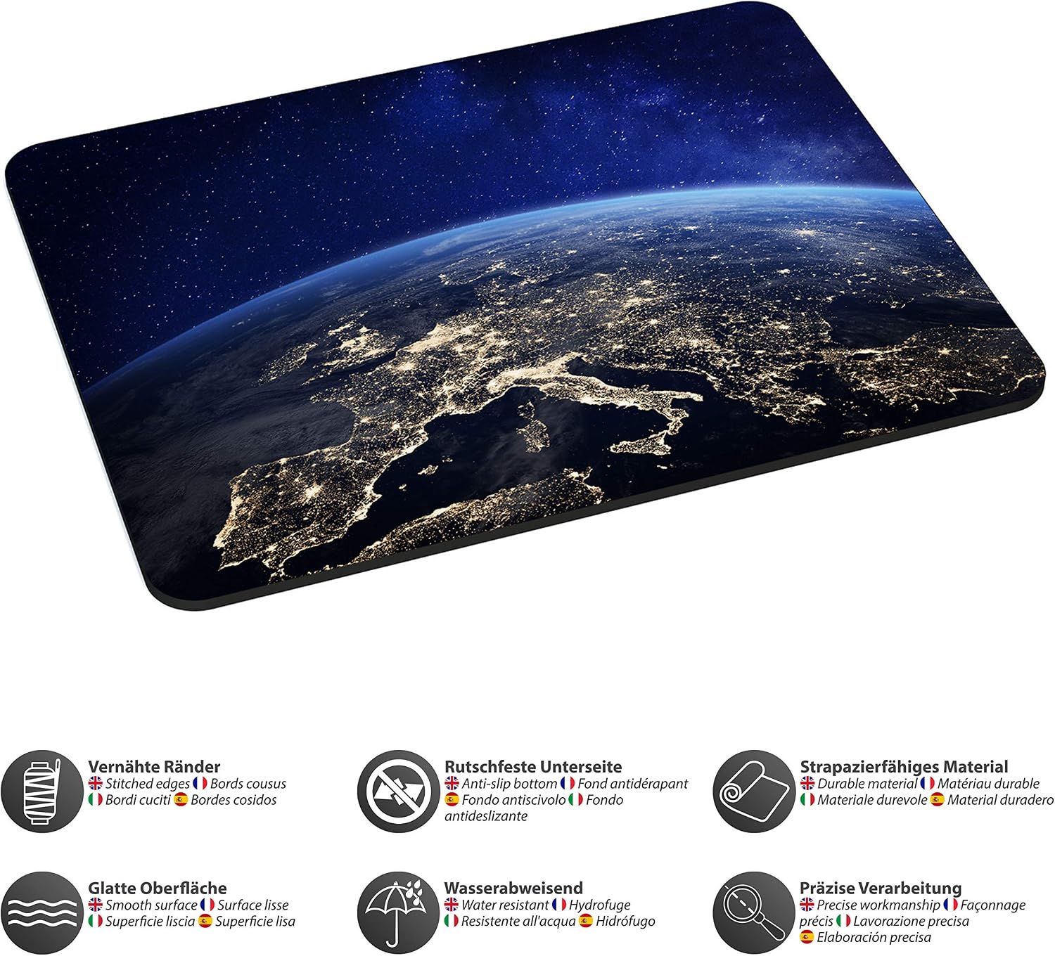 Pedea Gaming and Office Mouse Mat - 220 x 180 mm - with Stitched Edges and Non-Slip Base - Space Night, 220L x 220W mm - Image 4