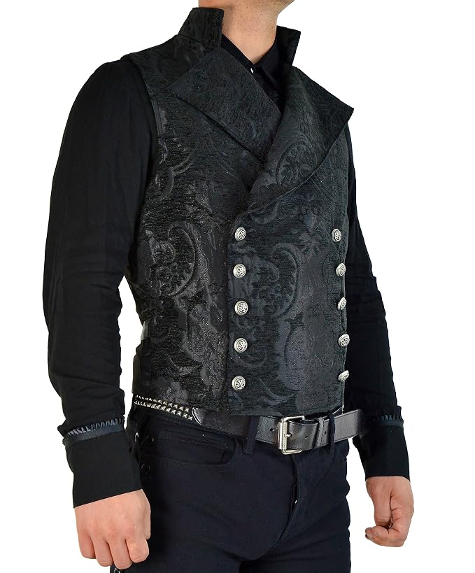 Mens Brocade Tailored Formal Waistcoat – Gothic Steampunk Victorian Cosplay Vest