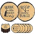 Habitage Funny Coasters for Drinks -Set of 8 with Holder, Absorbent Cork Base for Tabletop Protection, Made of Engineered Wood, Ideal for Housewarming, Bar-Decor, Birthday, Anniversary, Corporate Gift