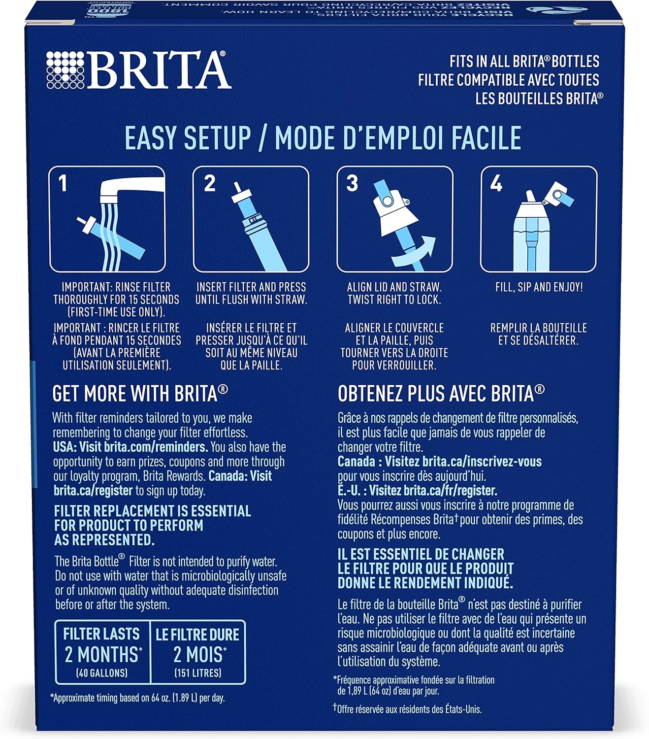 Brita Water Bottle Replacement Filters, 3 ct: Kitchen & Dining