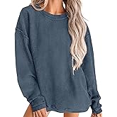 PRETTYGARDEN Women's Oversized Sweatshirt 2025 Fall Fashion Clothes Ribbed Corduroy Long Sleeve Going Out Pullover Tops