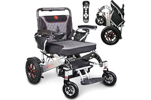 400 lb Capacity Light Heavy Duty Compact Mobility Aid Wheelchair for Travelling (60 lbs), 12 miles Long Range with Electromag