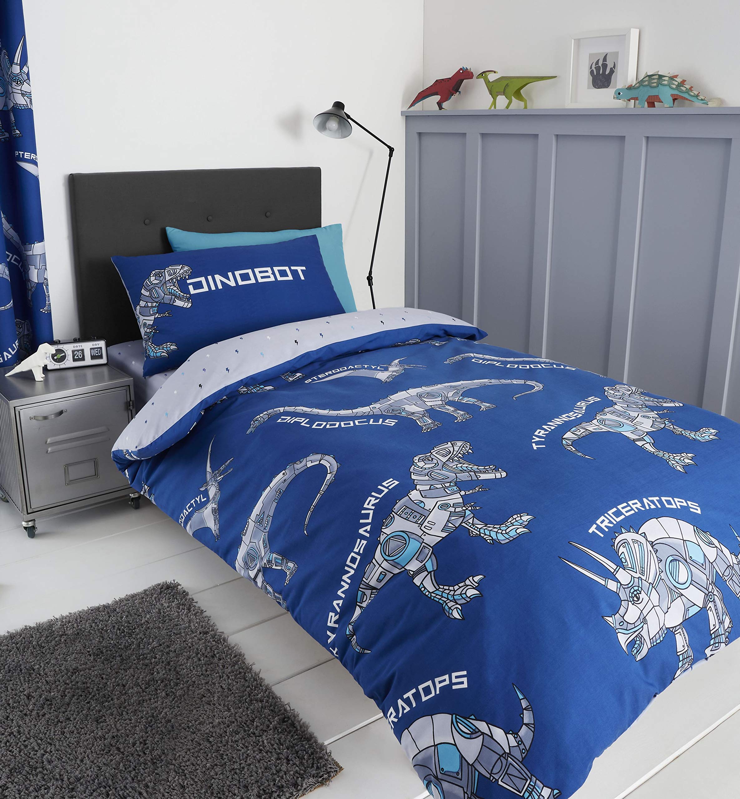 Catherine Lansfield Kids Dinobot Easy Care Junior Duvet Set Blue