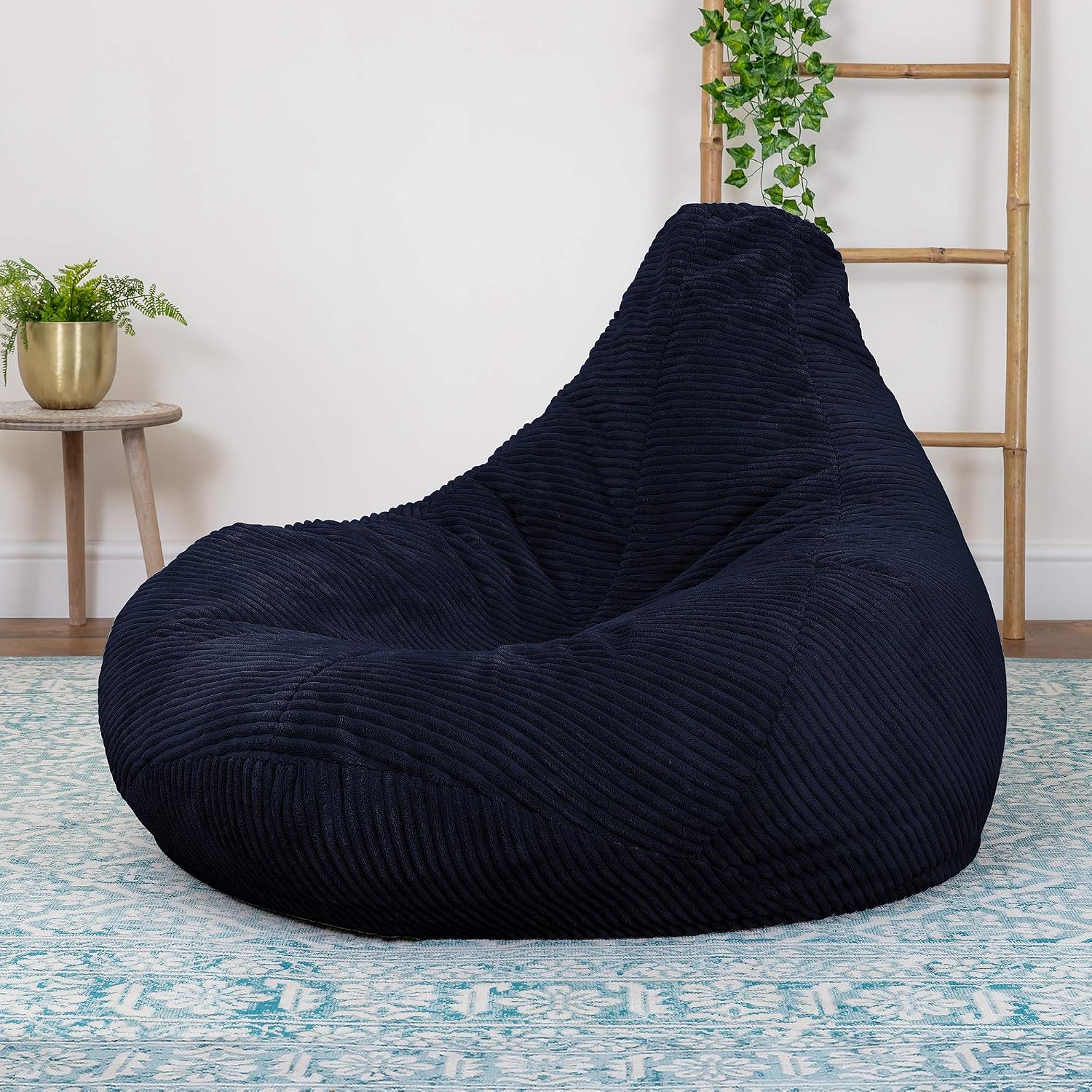 icon Dalton Cord Bean Bag Chair, Navy Blue, Large Adult Bean Bag with Filling Included, Comfy Chair, Living Room Furniture - Image 4