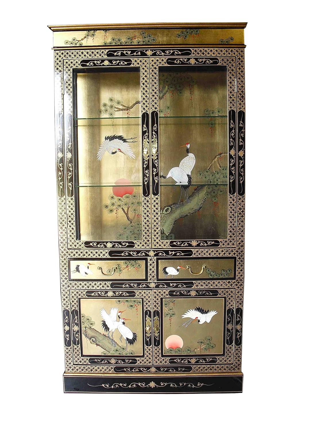Oriental Chinese Furniture Gold Leaf Display Cabinet Amazon Co