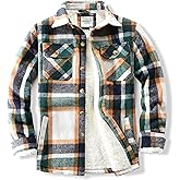 WINDFIT Men's Cotton Sherpa Lined Button Down Flannel Shirt Jacket Plaid Soft Outdoor Flannel Jacket Shirt