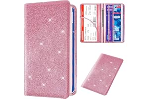 HIIXHC Bling Car Registration and Insurance Holder, PU Leather Vehicle Glove Box Organizer Wallet Case Organizer for Insurance Card, Driver License, Essential Document, Paperwork