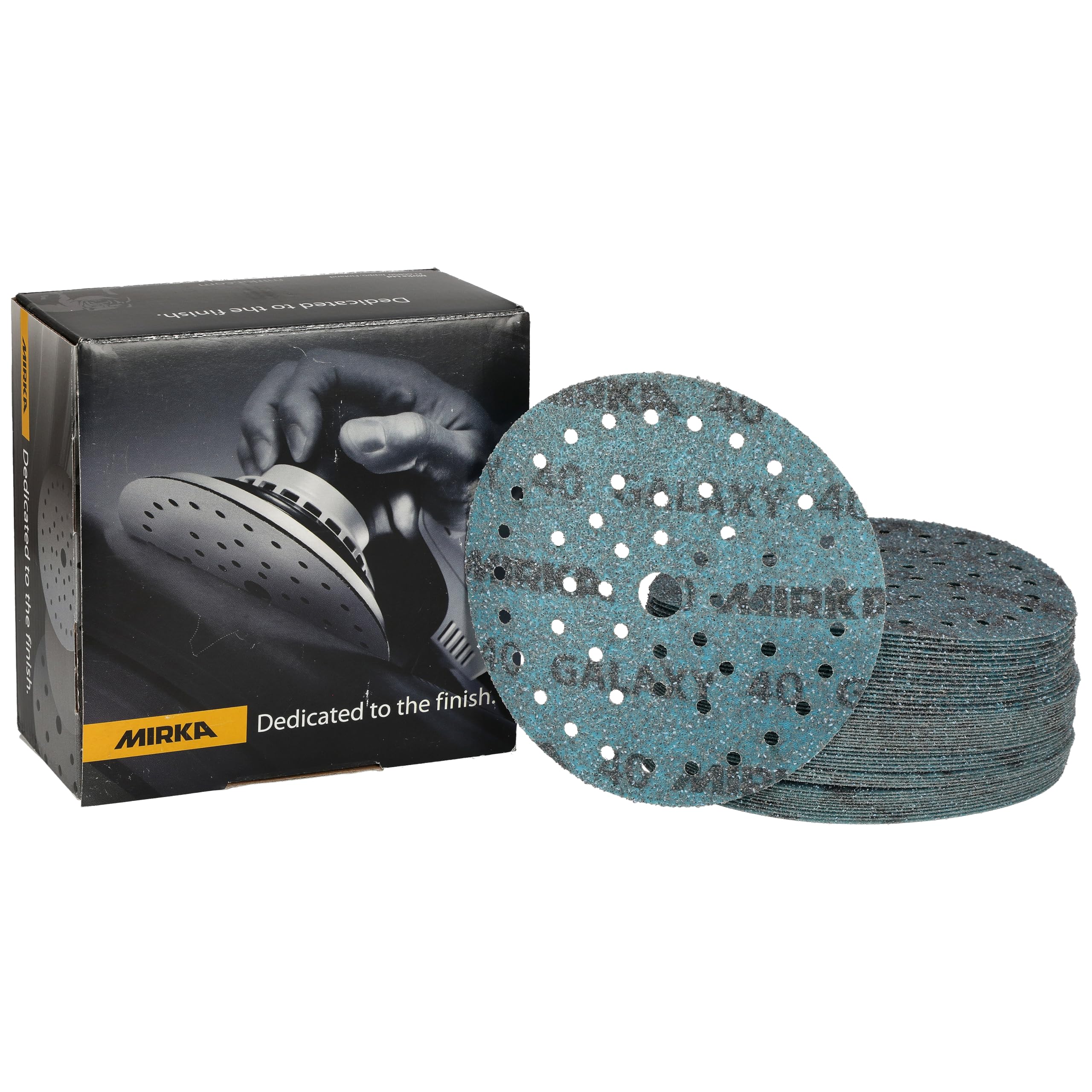 Mirka Galaxy epoxy sandpaper 150mm Hook & Loop grit 40 for sanding epoxy resin, wood, epoxy, rivertable / 50 pcs sanding discs