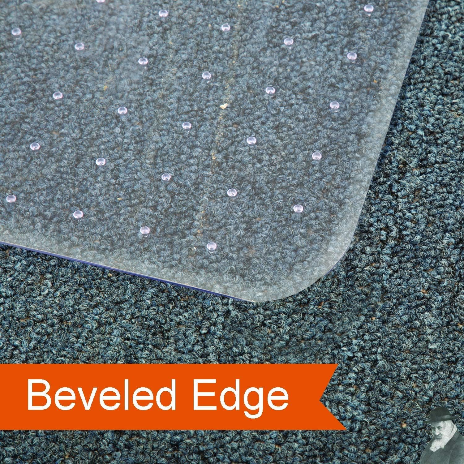Chair Mat, Transparent Mats for Chairs, Floor Chair Mat, Premium Studded Chair Mat for Carpeted Floor, Heavy Duty & Easy Glide, Hard-Floor Protector with Lip for Floor-48x36inch : Office Products