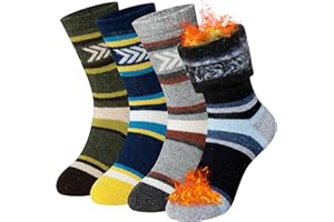 SeeyAN Kids Thermal Socks Merino Wool Ski Boot Winter Insulated Warm Hiking Thick Heated Socks For Boys Girls 4 Pairs
